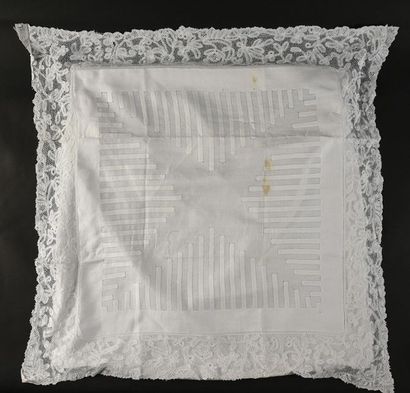 null Embroidered bed linen set, sheet and pair of pillowcases, circa 1930, linen,...