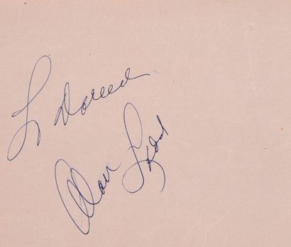 null LADD Alan (1913-1964).

Pièce autographe signée et dédicacée par l’acteur à...
