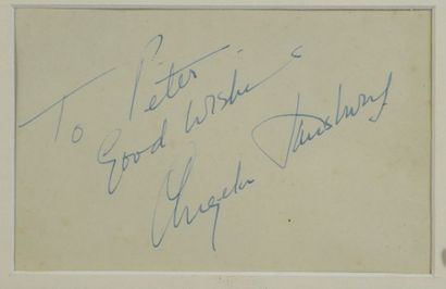 null LANSBURY Angela (°1925).

Autographed and signed "To Peter, good wishes, Angela...