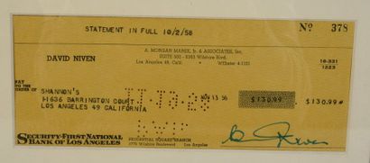 null NIVEN David (1910-1983).

Chèque de banque de la Security First National Bank...