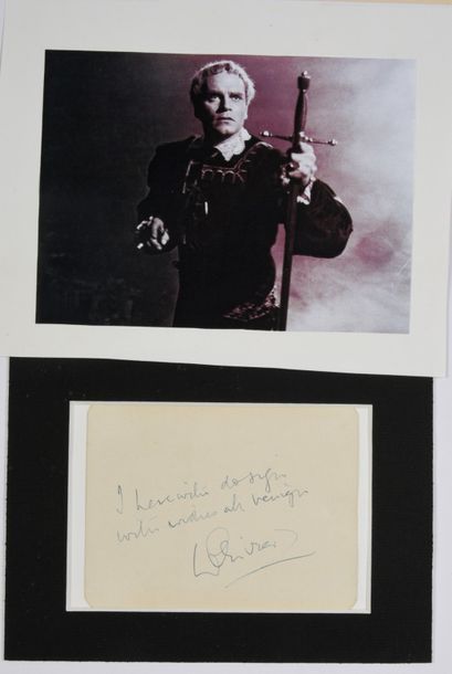null OLIVIER Laurence (1907-1989).

Autograph piece signed and autographed by the...