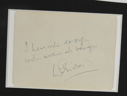 null OLIVIER Laurence (1907-1989).

Autograph piece signed and autographed by the...