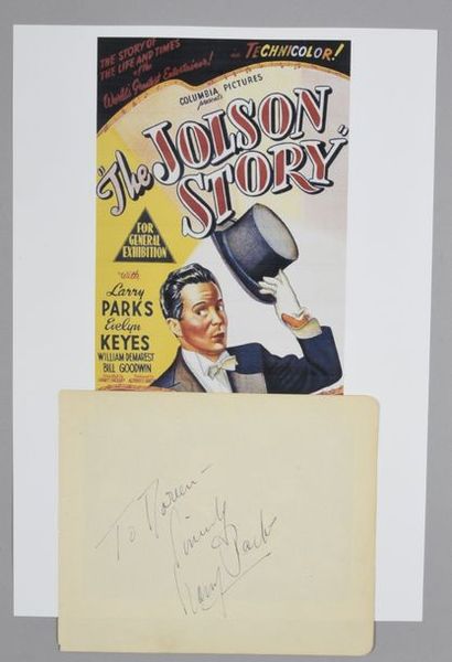 null PARKS Larry (1914-1975).

Pièce autographe signée et dédicacée par l’acteur...