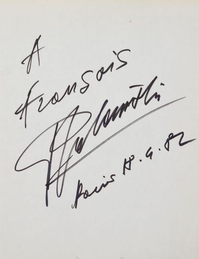 null POLANSKI Roman (°1933).

Autograph piece signed and dedicated in black ink "A...