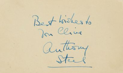 null STEEL Anthony (1920-2001).

Autograph piece signed and dedicated in blue ink...