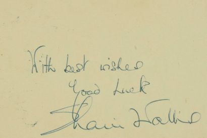 null WALLIS Shani (°1933).

Autograph signed "With best wishes. Good luck - Shani...