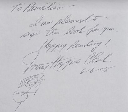 null HIGGINS CLARK Mary (°1927).

 Merry Christmas in-8° format with signature and...