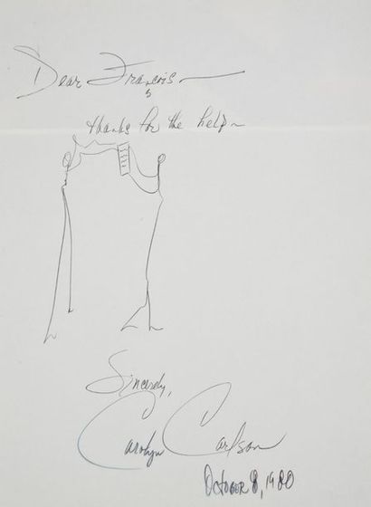 null CARLSON Carolyn (°1943).

Original drawing bearing the choreographer's autograph...