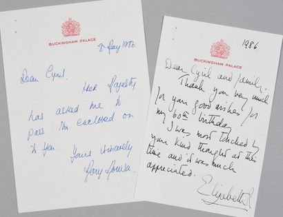 null ELISABETH II, Queen of Great Britain (°1926).

Letters signed by the Queen to...