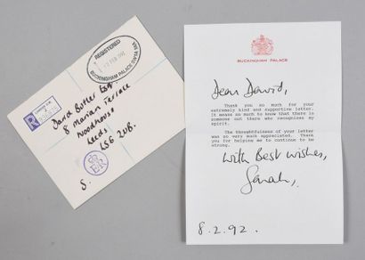 null FERGUSON Sarah, Duchesse d’York (°1959).

Lettre dactylographiée sur papier...