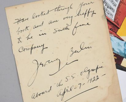 null BERLIN Irving (1888-1989).

Lettre autographe signée par le compositeur et datée...