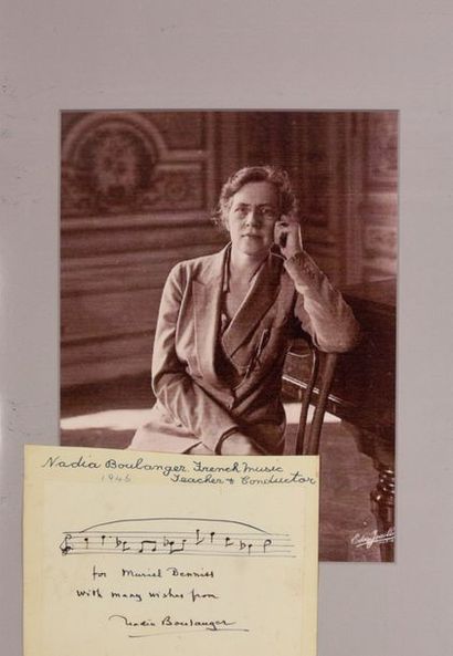 null BOULANGER Nadia (1887-1979). 

Signed autograph piece accompanied by some musical...