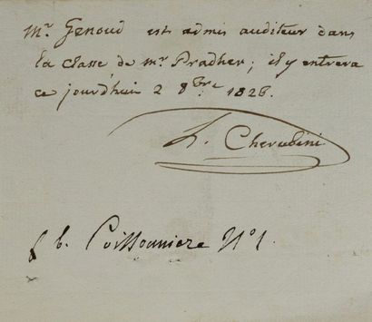 null CHERUBINI Luigi (1760-1842).

Pièce autographe signée L. Cherubini adressée...
