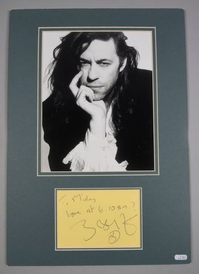 null GELDOF Bob (°1951).

Autographed and signed piece "To Michey love at 6-10 AM...