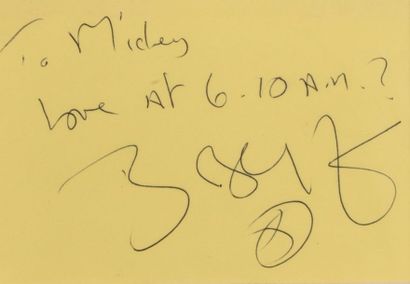 null GELDOF Bob (°1951).

Pièce autographe dédicacée et signée « To Michey love at...