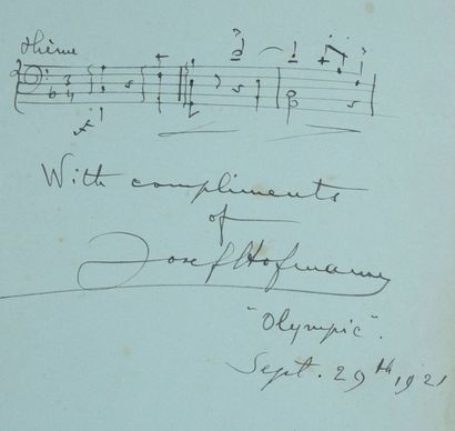 null HOFMANN Joseph (1876-1957). 

Autograph piece signed with some musical notes...