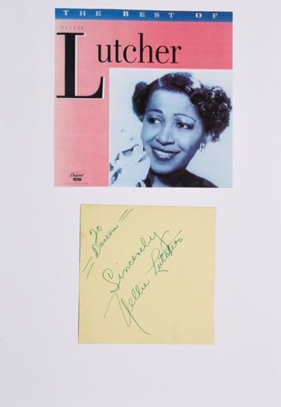 null LUTCHER Nellie (1912-2007).

Autograph piece signed and dedicated in green ink...