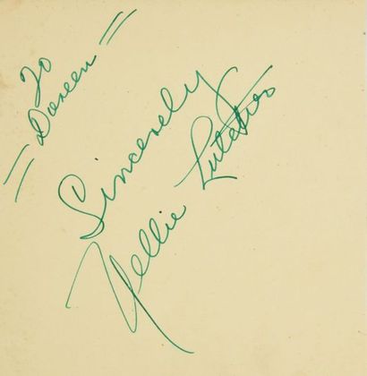 null LUTCHER Nellie (1912-2007).

Pièce autographe signée et dédicacée à l’encre...