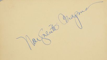 null CHAPMAN Marguerite (1918-1999).

Autograph piece signed in blue ink by the actress....