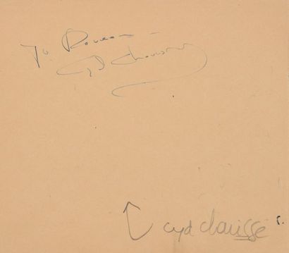 null CHARISSE Cyd (1922-2008).

Autograph signed by the actress accompanied by a...