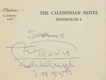 null SEGOVIA Andrés (1893-1987).

Autograph signed and dedicated "Edinburgh 1955"...