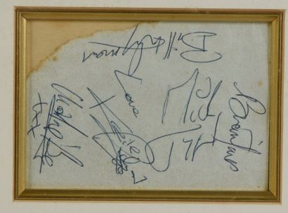 null ROLLING STONES.

Pièce autographe signée par les membres du groupe : Mick Jagger,...
