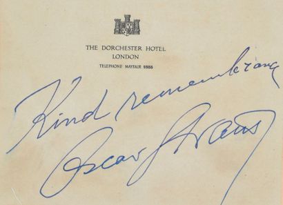 null STRAUSS Oscar (1870-1954). 

Pièce autographe signée et dédicacée : « Kind remembrance...