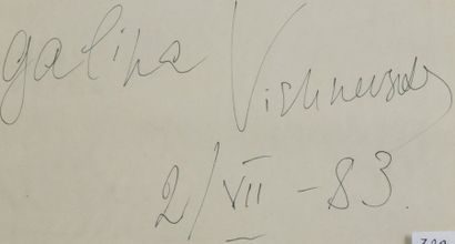 null VICHNEVSKAÏA Galina (1926-2012).

Pièce autographe signée : « Galina Vichnevskaïa,...