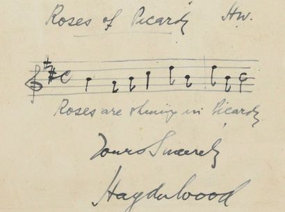 null WOOD Haydn (1882-1959). 

Pièce autographe signée accompagnée de quelques notes...