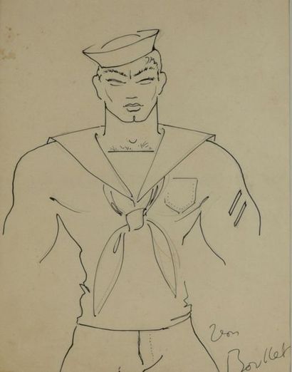 null BOULLET Jean (1921-1970).

Original drawing in Indian ink entitled The sailor...