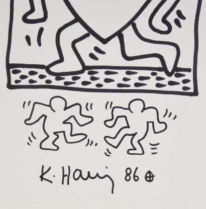 null HARING Keith (1958-1990).

Black felt pen drawing representing a heart, bearing...