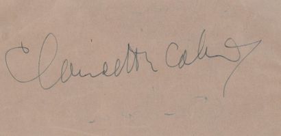 null COLBERT Claudette (1903-1996).

Signed autograph piece accompanied by a B&W...