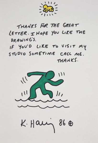 null HARING Keith (1958-1990).

Drawing accompanied by an autograph piece signed...