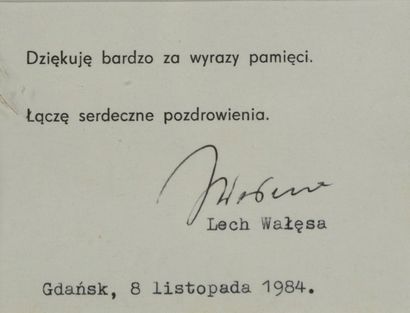 null WALESA Lech (°1943).

Pièce signée « Walesa » par l’ancien président polonais,...