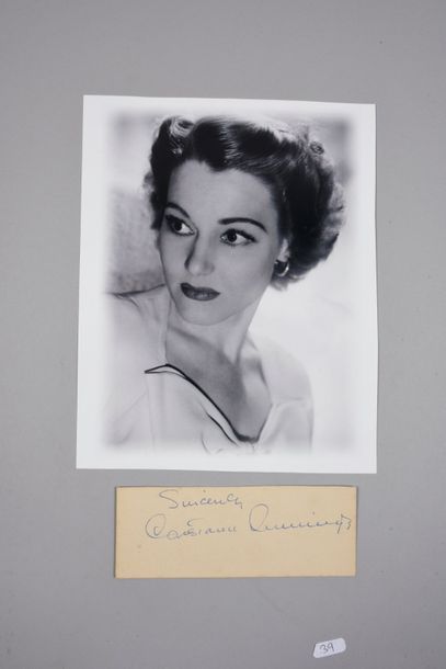 null CUMMINGS Constance (1910-2005).

Pièce autographe signée et dédicacée « Sincerely...