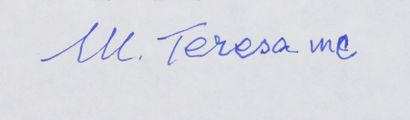 null SAINTE MÈRE TERESA (1910-1997).

Lettre dactylographiée portant sa signature...
