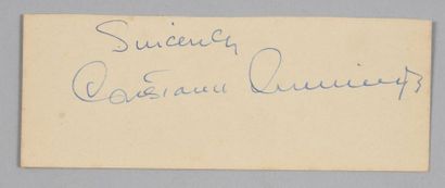 null CUMMINGS Constance (1910-2005).

Pièce autographe signée et dédicacée « Sincerely...