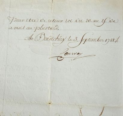 null CONWAY, Thomas Count of (1734-1800).

Manuscript on letterhead paper, signed...