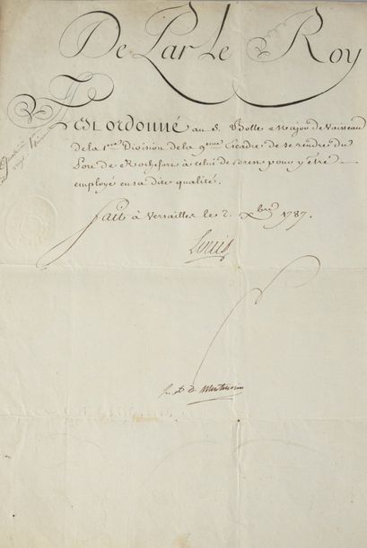 null LOUIS XVI, roi de France (1754-1793).

Pièce manuscrite sur papier. Lettre de...