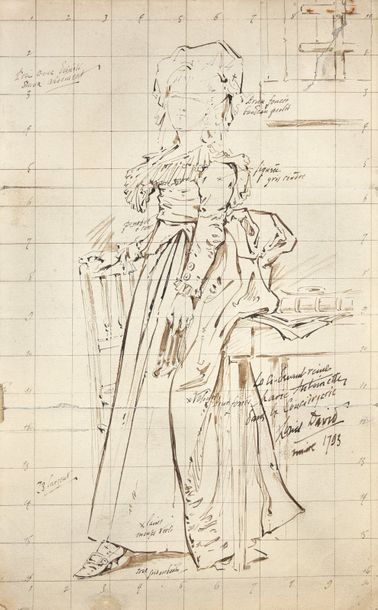 null DAVID Jacques-Louis (1748-1825), attribué à. 

Esquisse préparatoire d’un portrait...