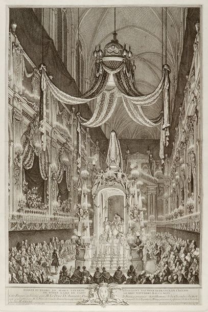 null 18th CENTURY FRENCH SCHOOL.

Funeral of Marie-Thérèse of Spain, Dauphine of...