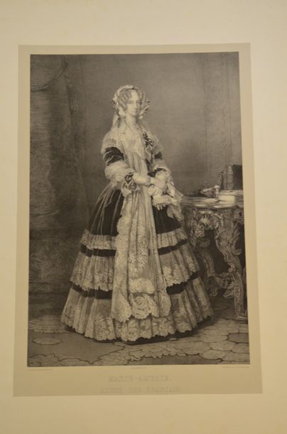 null ÉCOLE FRANÇAISE DU XIXe SIÈCLE. 

Portrait de Marie-Amélie reine des Français.

Lithographie...