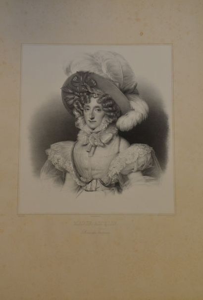 null ÉCOLE FRANCAISE DU XIXe SIECLE.

Portrait de Marie-Amélie reine des Français.

Lithographie...