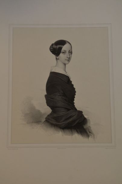 null 19th CENTURY FRENCH SCHOOL.

Portrait of Françoise d'Orléans, Princess of Joinville.

Lithograph...