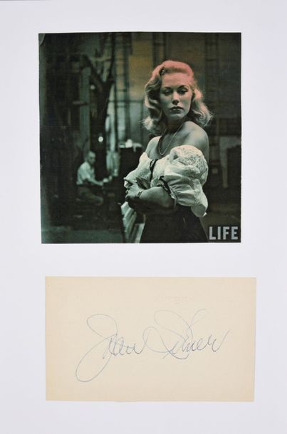 null DIENER Joan (1930-2006).

Autograph piece signed by the Broadway actress and...