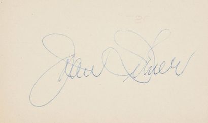 null DIENER Joan (1930-2006).

Autograph piece signed by the Broadway actress and...