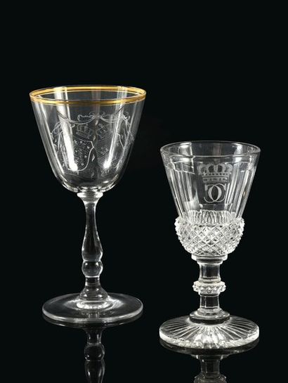 null AXEL, Prince of Denmark (1878-1918).

Crystal wine glass, with engraved decoration...