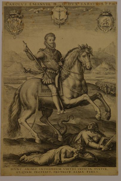 null SADELER Raphael (1584-1633?).

Equestrian portrait of King Charles Emmanuel...