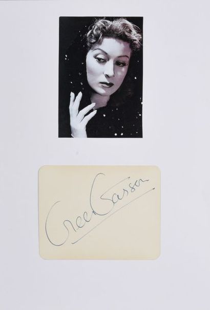 null GARSON Greer (1904-1996).

Autograph play signed in blue ink by the actress,...