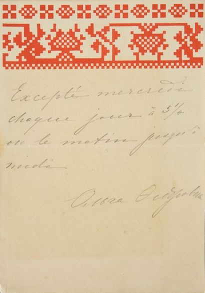 null OLGA FÉODOROVNA grande-duchesse de Russie, 

née princesse Cécile de Bade (1839-1891).

Carte...